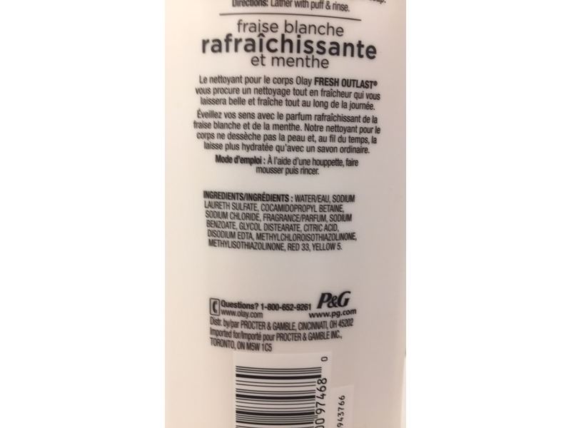 Olay Fresh Outlast Cooling White Strawberry & Mint Body Wash, 22 oz