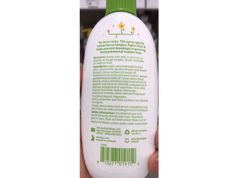 Tots By Babyganics Detangling Spray, Apricot Chamomile, 6 fl oz/177 mL