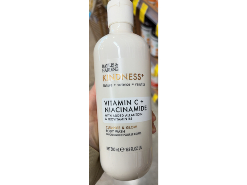 Baylis & Harding Kindness Cleanse & Glow Body Wash, Vitamin C + Niacinamide, 16.9 fl oz/500 mL