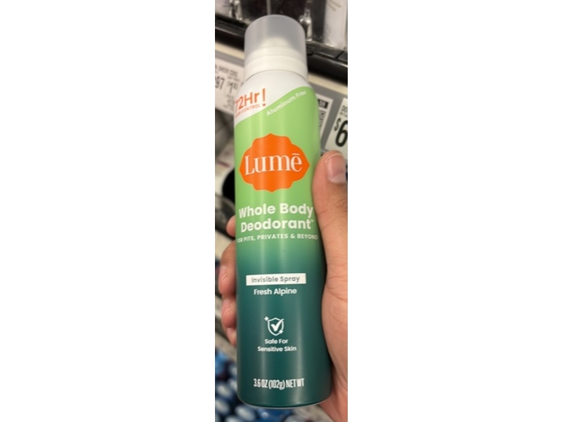 Lume Whole Body Deodorant Invisible Spray, Fresh Alpine, 3.6 oz/102 g, 2 Pack