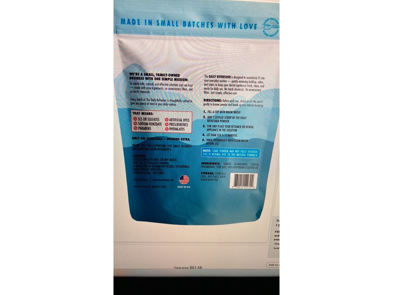 Base & Clean Daily Refresher Natural Retainer Cleaner Powder, 480 g