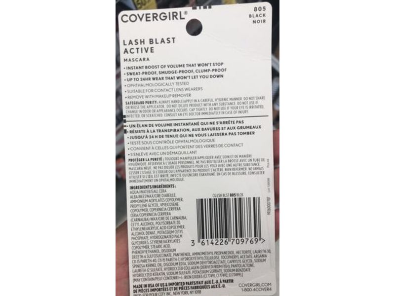 CoverGirl Lash Blast Active Mascara, 805 Black, 0.44 fl oz/13.1 mL