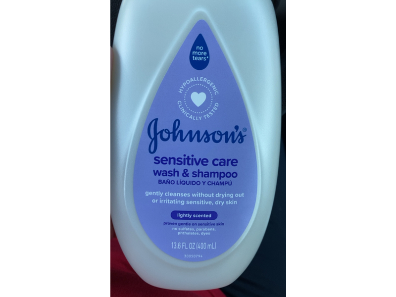 Johnson's Sensitive Care Wash & Shampoo, Lightly Scented, 13.6 fl oz/400 mL