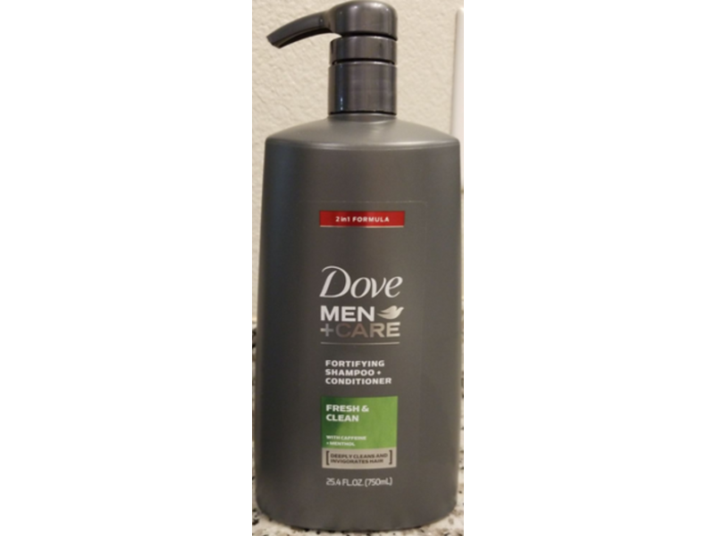 Dove Men + Care Fortifying Shampoo+Conditioner, Fresh & Clean, 25.4 fl oz/750 mL