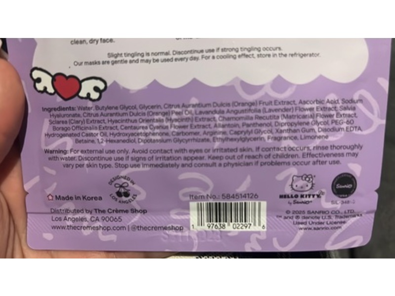 The Creme Shop x Hello Kitty Oh So Bright! Printed Essence Sheet Mask, Orange Extract, Vitamin C, 1 Count