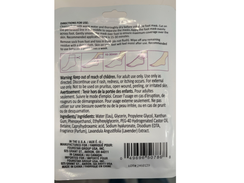 b.Pure Uplifting Nourishing Softening Foot Mask, Soothing Lavender, 0.85 oz/24 g, 1 Pair