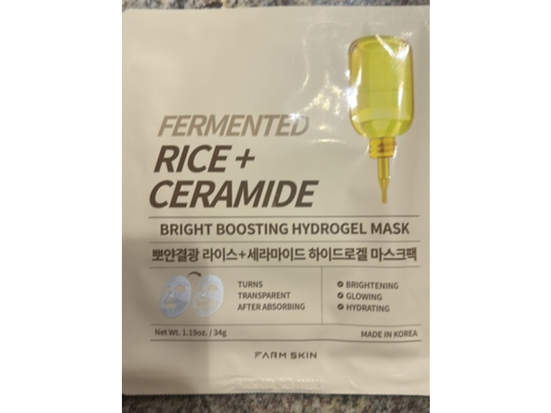 Farm Skin Fermented Rice + Ceramide Bright Boosting Hydrogel Mask, 1.19 oz/34 g