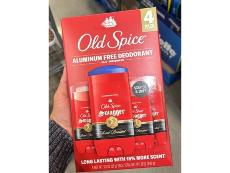 Old Spice Aluminum Free Deodorant, 12 oz/340 g, Pack Of 4