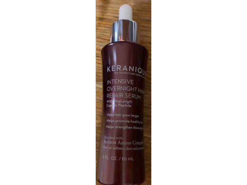 Keranique Intensive Overnight Hair Repair Serum, Keratin Amino Complex, 2 fl oz/60 mL