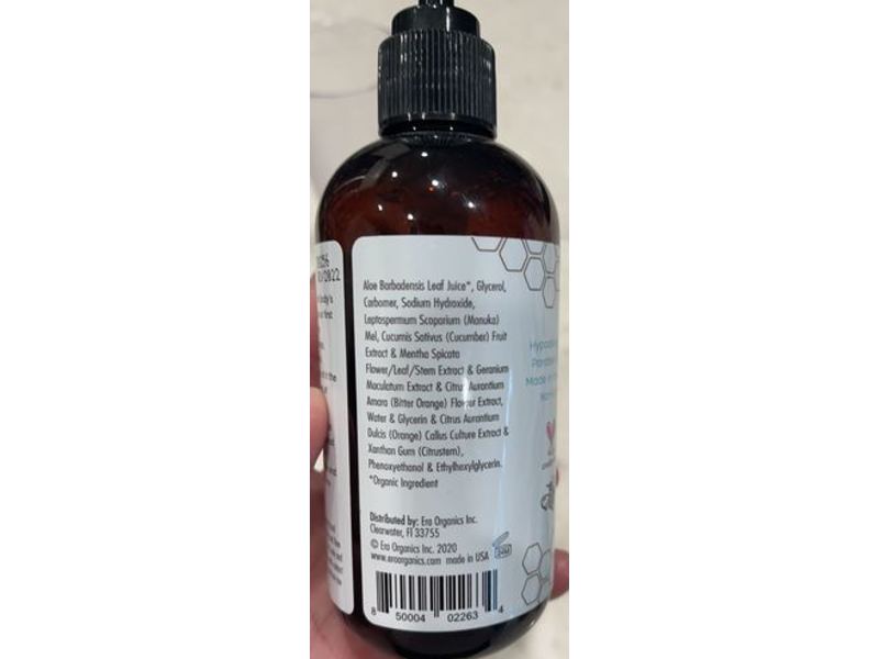 Era Organics Hair, Body & Hand Gel, Organic Aloe Vera + Manuka Honey, 8 fl oz/236.5 mL