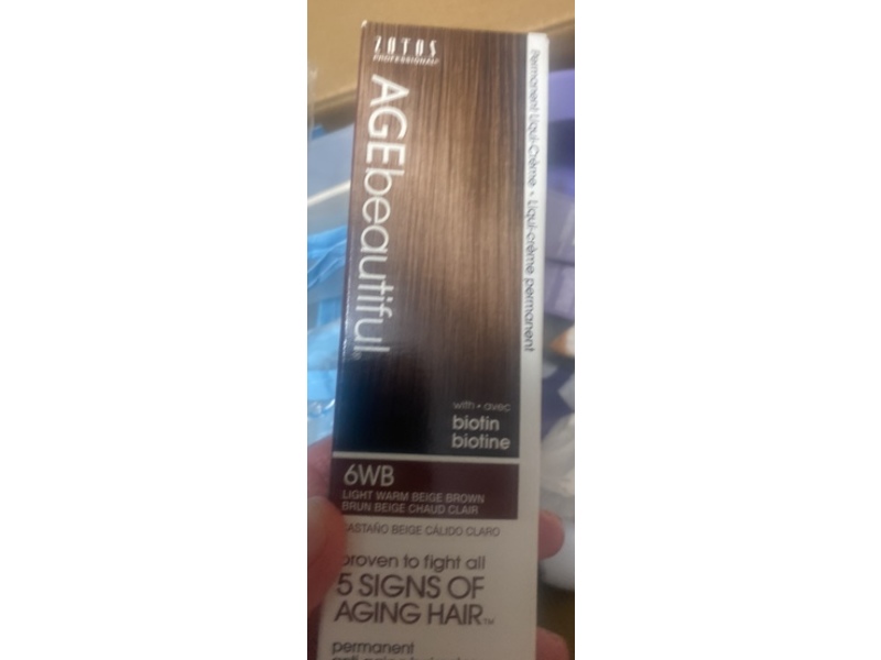Zotos Age Beautiful Permanent Hair Color, 6WB Light Warm Beige Brown, 2 fl oz/60 mL