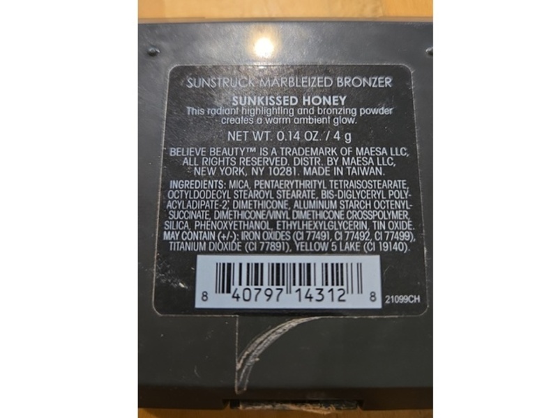 Believe Beauty Sunstruck Marbleized Bronzer, Sunkissed Honey, 0.14 oz/4 g