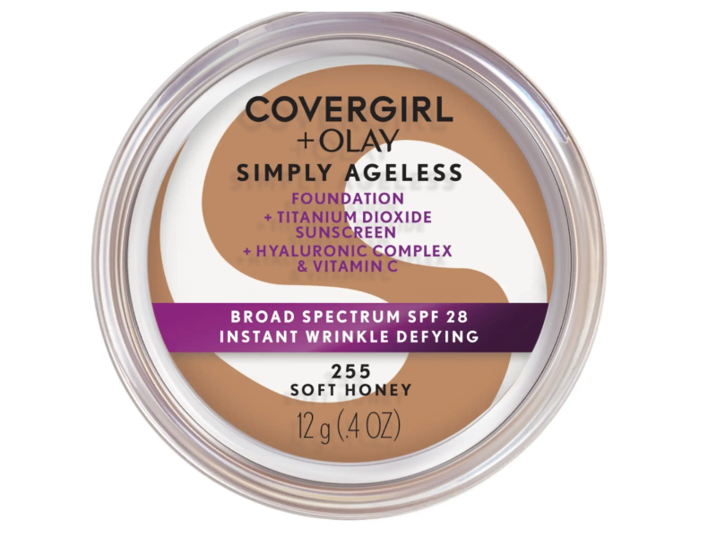 CoverGirl+Olay Simply Ageless Foundation, Soft Honey 255 SPF 28, 0.40 oz/12 g