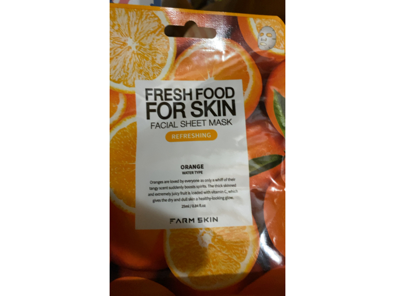 Farm Skin Fresh Food Facial Sheet Mask, Orange, 0.84 fl oz/25 mL, 10 Count