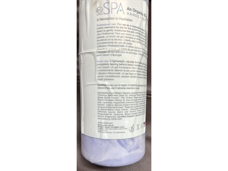 BCL Spa Gel Lotion, Lavender + Mint, 34 fl oz/1000 mL