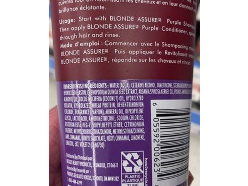 Nexxus Blonde Assure Color Toning Purple Conditioner, Proteinfusion, 8.5 fl oz/251 mL