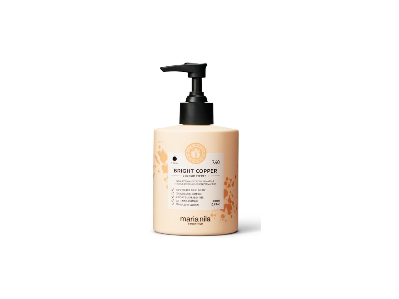 Maria Nila Color Refresh Non-Permanent Hair Mask, 7.40 Bright Copper, 10.1 fl oz/300 mL
