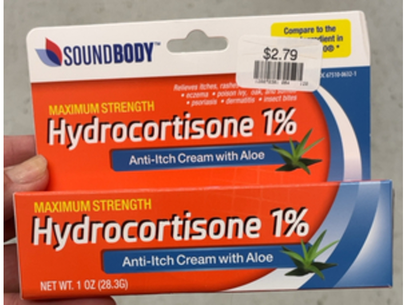 Sound Body Maximum Strength Hydrocortisone 1% Anti-Itch Cream, Aloe, 1 oz/28.3 g