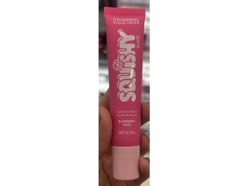 CoverGirl Clean Fresh Squishy Glaze Lip Butter Balm, Raspberry Twist, 0.50 fl oz/15 mL