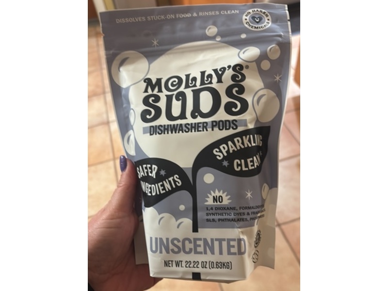 Molly's Suds Dishwasher Pods, Unscented, 60 Pods, 22. 22 0z/0.63 kg