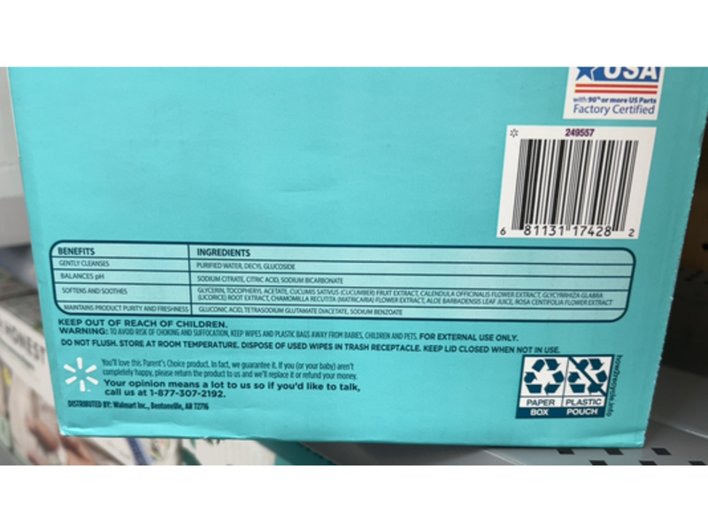 Parent's Choice Gentle Clean Wipes, 1200 Count