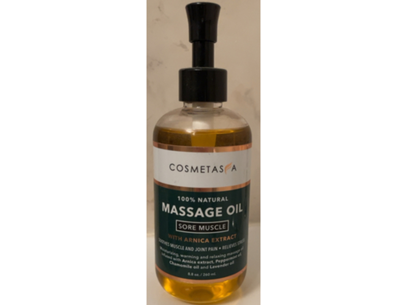 Cosmetasa Sore Muscle Massage Oil, Arnica Extract, 8.8 fl oz/260 mL