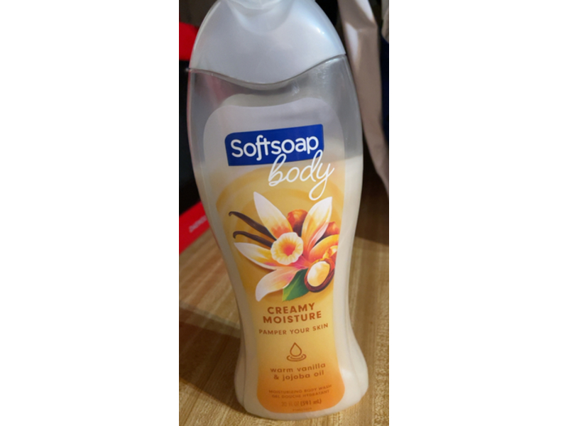 Softsoap Creamy Moisturizing Body Wash, Vanilla & Jojoba Oil, 20 fl oz/591 mL, Pack Of 4