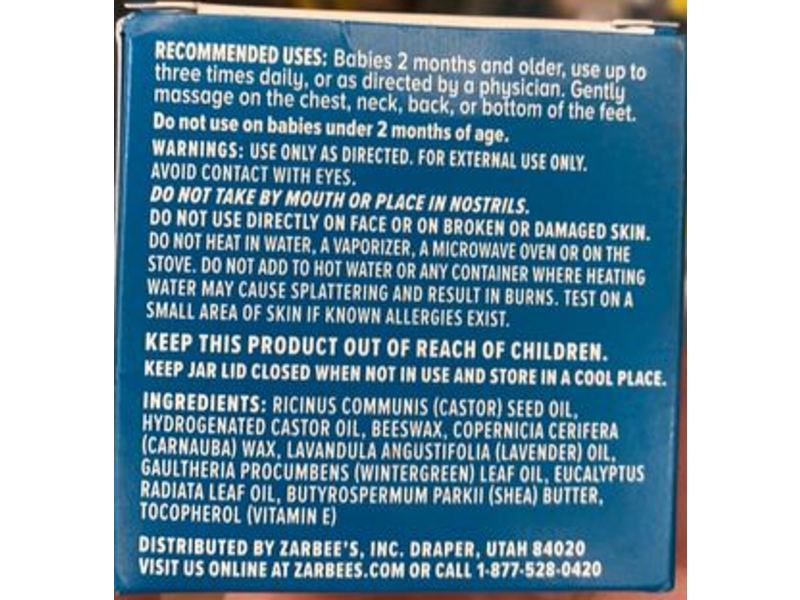 Zarbee's Naturals Baby Soothing Chest Rub, Eucalyptus, Lavender & Beeswax, 1.5 oz /42 g