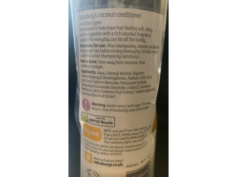 Sainsbury's Coconut Conditioner, 500 mL