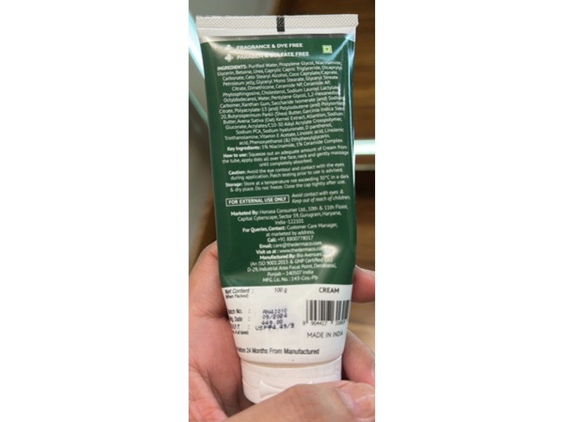 The Derma 5% Nia-Ceramide Deep Moisturizing Cream, 100 g