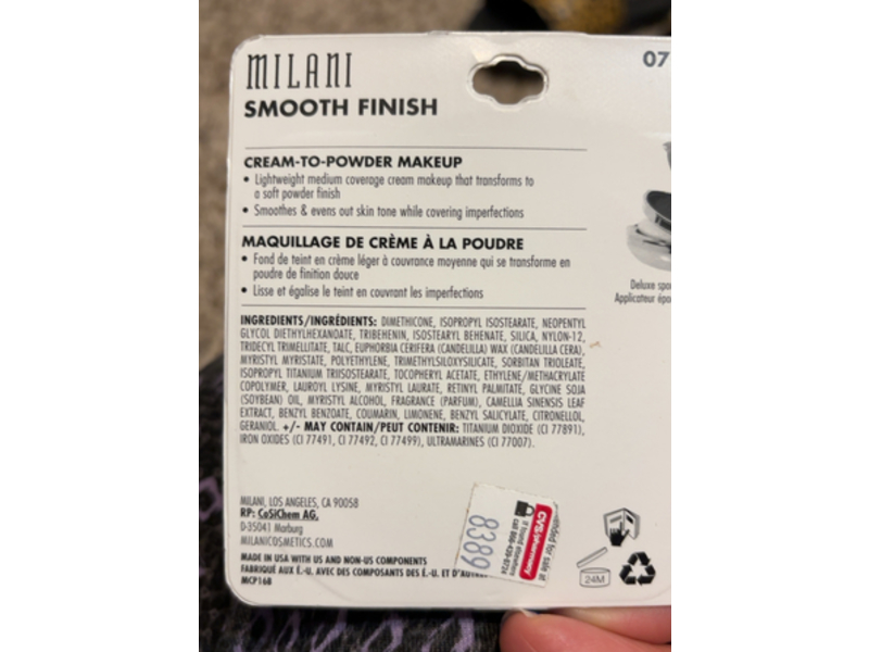 Milani Smooth Finish Cream-To-Powder Makeup, 07 Medium Beige, 0.28 oz/7.9 g