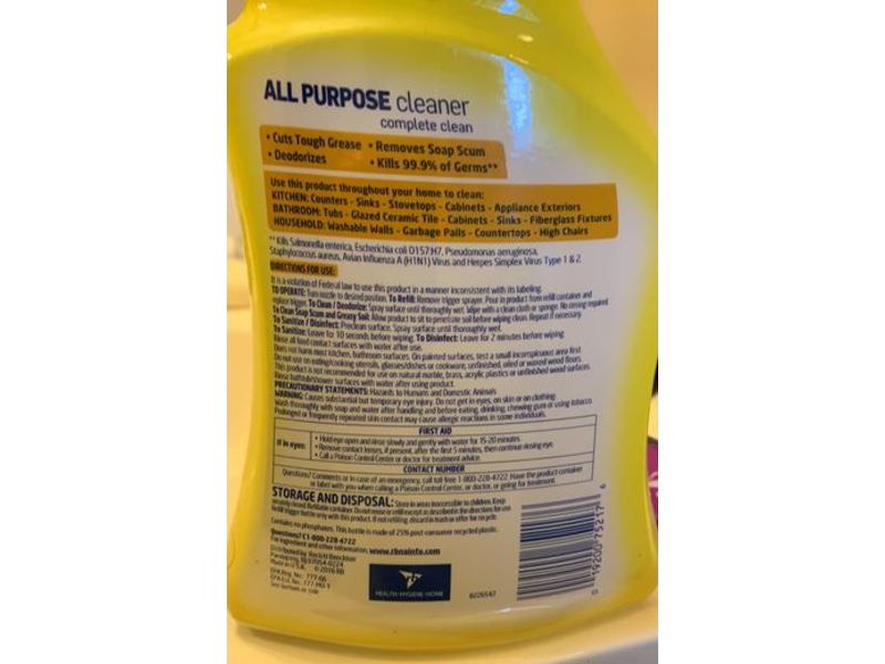 Lysol All-Purpose Cleanser, Lemon Breeze, 22 fl oz/650 mL