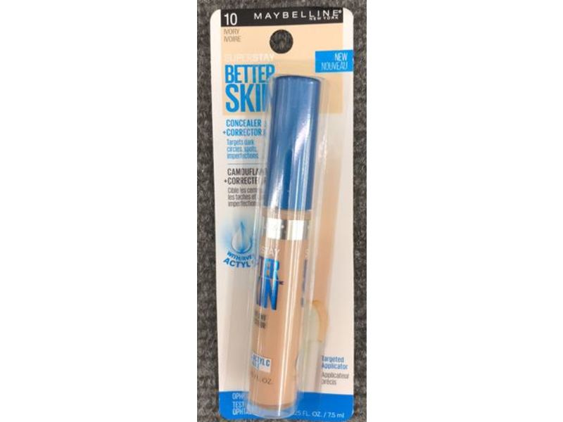 Maybelline New York Superstay Better Skin Concealer, 10 Ivory, 0.25 fl oz/7.5 mL