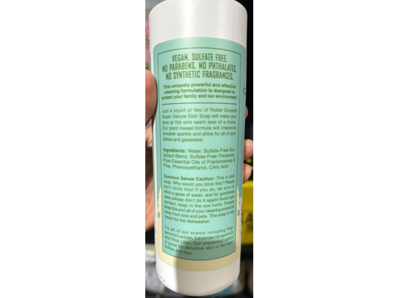 Rebel Green Super Deluxe Dish Soap, Frankincense & Pine, 16 fl oz/473 mL