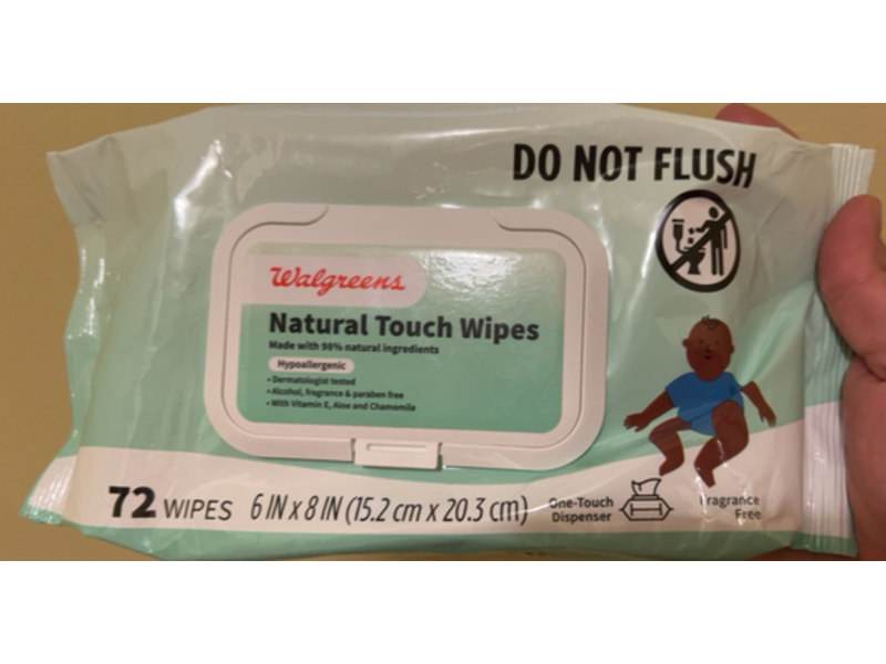 Walgreens Natural Touch Wipes, Vitamin E, Aloe, Chamomile, 72 Counts