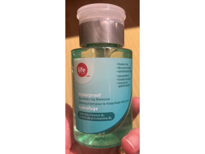 Life Brand Waterproof Eye Make - Up Remover, Hydrofuge, 175 mL