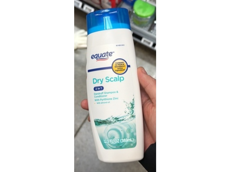 Equate Dry Scalp 2 In 1 Dandruff Shampoo & Conditioner, Pyrithione Zinc Almond Oil, 12.5 fl oz/369 mL
