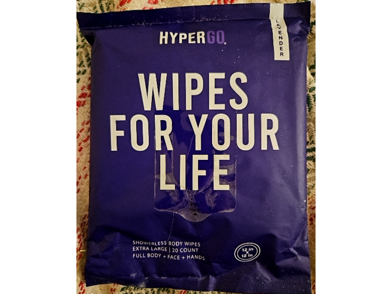 HyperGo Showerless Body Wipes, Lavender, 20 Count