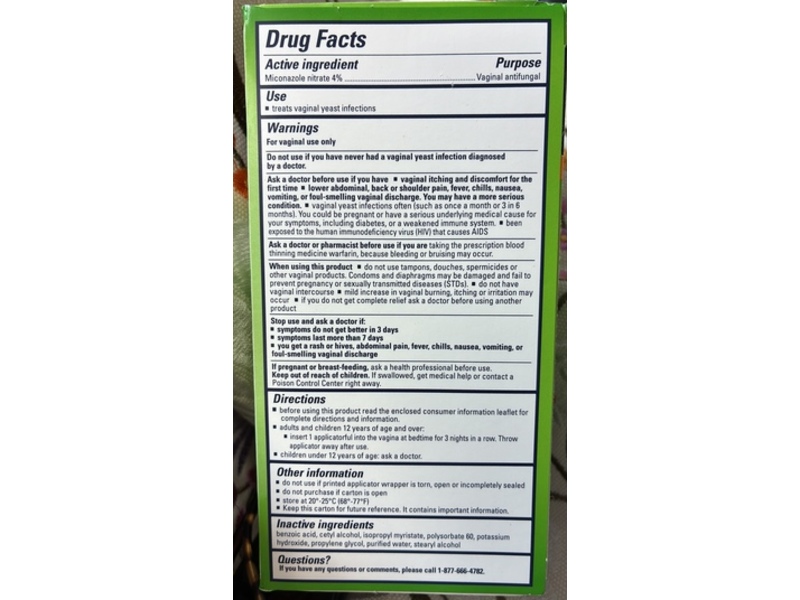 Monistat Antifungal Vaginal Cream, Miconazole Nitrate 4%, 0.18 oz/5 g, 3 Count