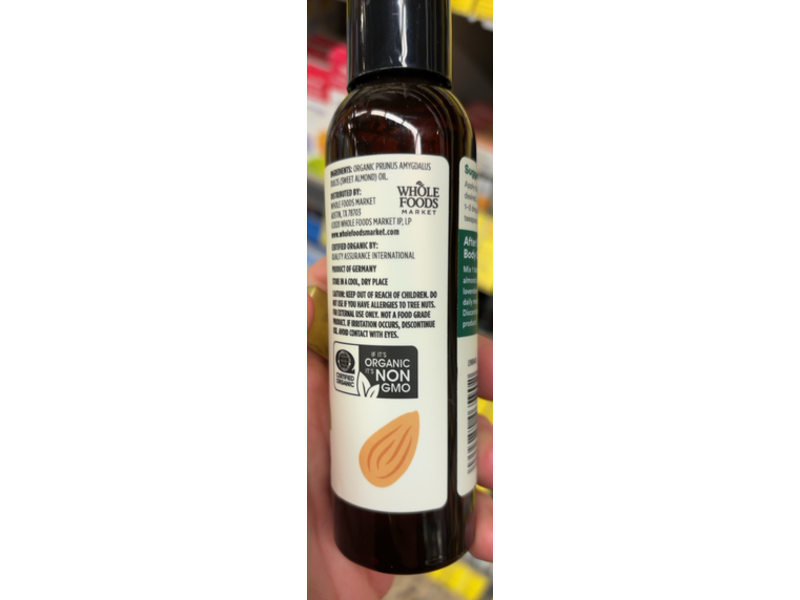 365 Whole Foods Market Organic Softening Sweet Almond Oil, 4 fl oz/118 mL