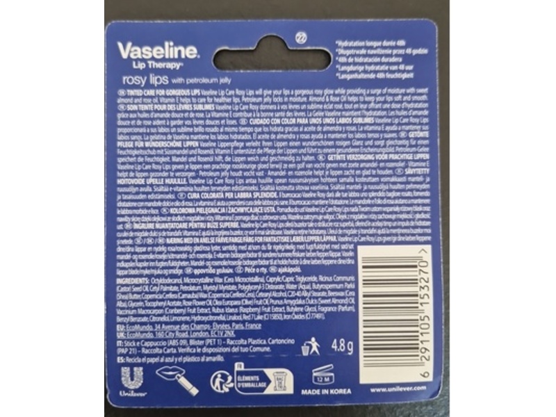 Vaseline Tinted Care Lip Therapy, Rosy Lips, 0.16 oz/4.8 g