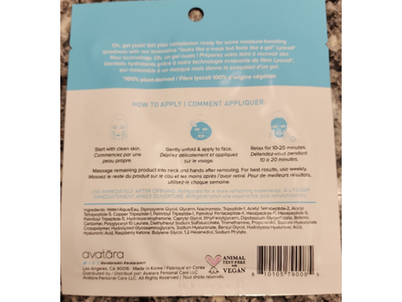 Avatara Re-Dew Niacinamide Water-Gel Mask, 0.71 fl oz/21 mL