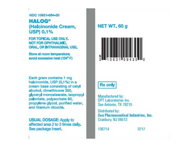 Halog (halcinonide cream USP) 0.1%, 60 g, Sun Pharma (RX)