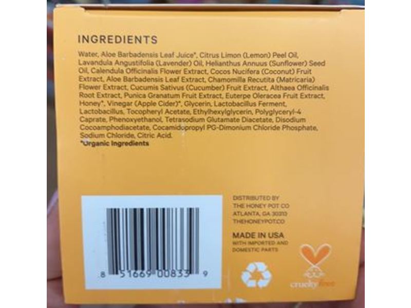 The Honey Pot Company Normal Wipes, Fragrance Free,15 Count