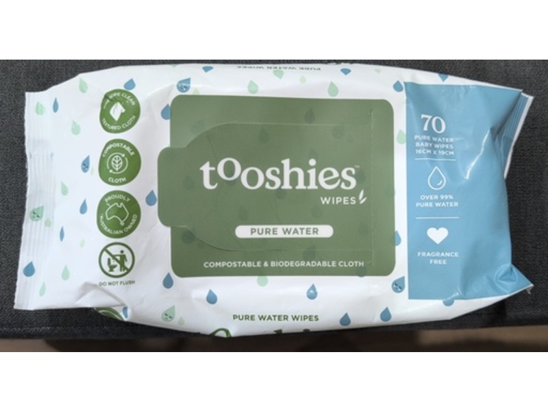 Tooshies Pure Water Baby Wipes, 70 Wipes, 4 Pack