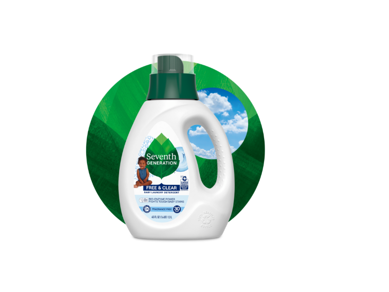 Seventh Generation Sensitive Skin Laundry Detergent, Free & Clear, 30 Loads, 45 fl oz/ 1.3 L