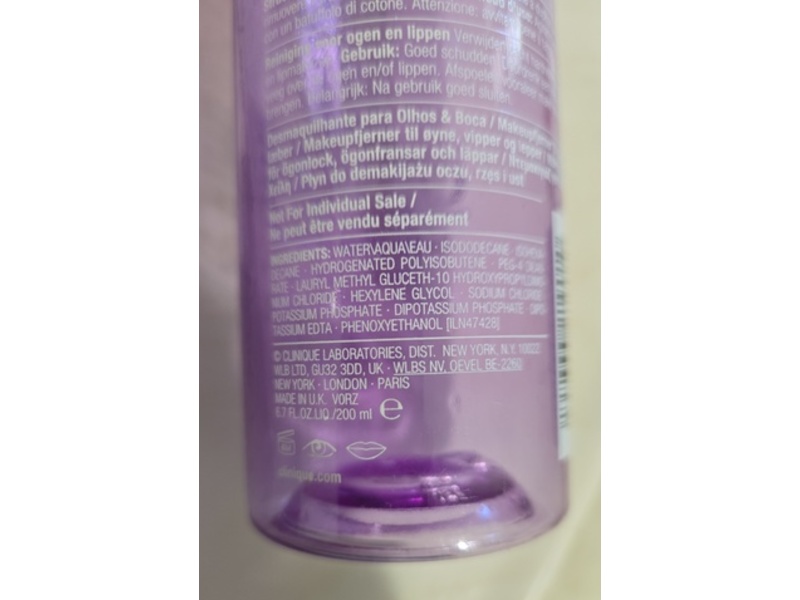 Clinique Make The Day Off Makeup Remover Eyelids + Lashes & Lips, 6,7 fl oz/200 mL