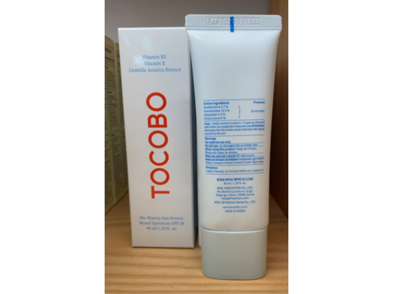 Tocobo Bio Watery Sun Screen Broad, SPF 50, 1.35 fl oz/40 mL