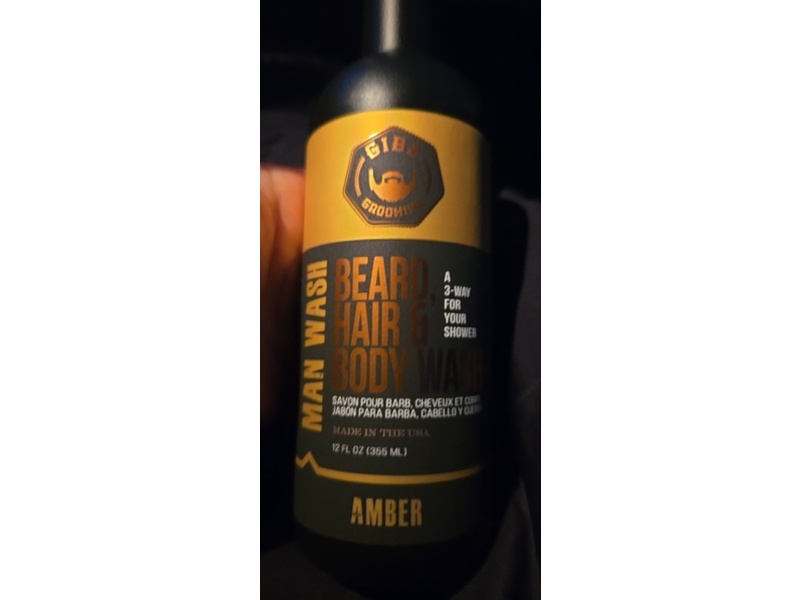 Gibs Grooming Beard, Hair & Body Wash, Amber, 12 fl oz/355 mL