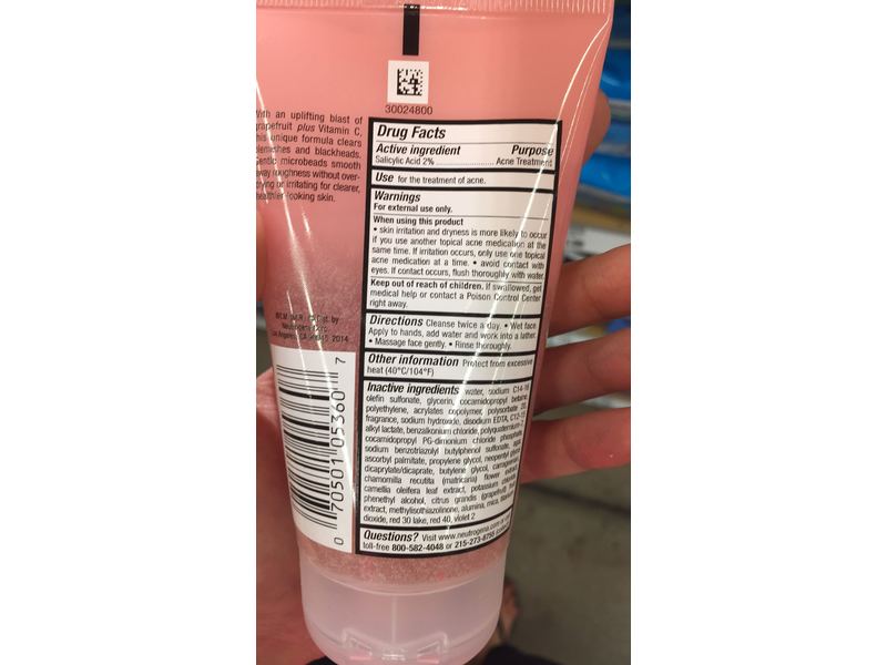 Neutrogena Oil-Free Acne Wash Foaming Scrub, Pink Grapefruit, 4.2 Ounce